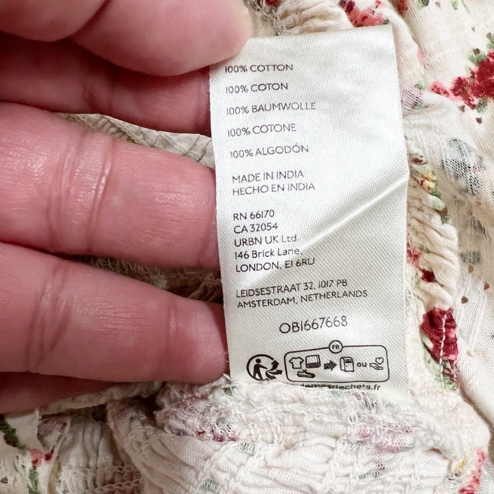 Free People Womens Striped Floral Eyelet Jersey Ruffle Favorite Girl Top Size XS - Picture 10 of 10